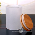 450ml wide mouth Frosted Glass Airtight Canisters glass jar with bamboo lid 15oz